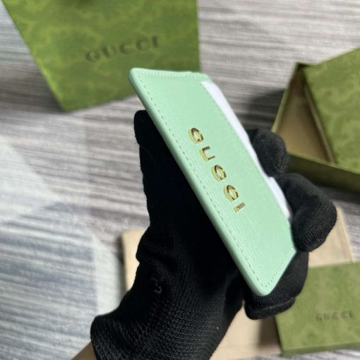 Gucci Card Case With Gucci Script Pale Green - Image 4