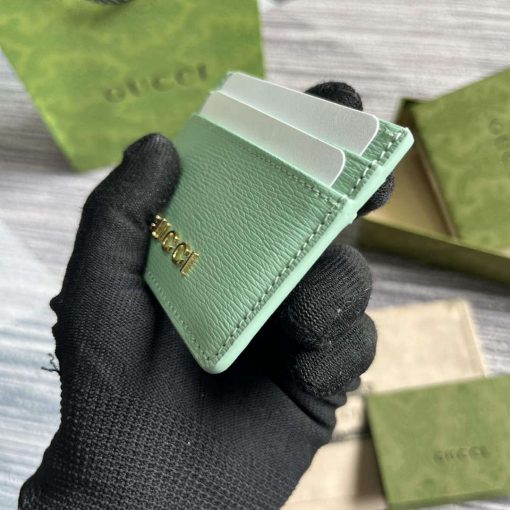 Gucci Card Case With Gucci Script Pale Green - Image 5