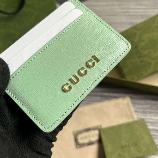 Gucci Card Case With Gucci Script Pale Green - Image 6