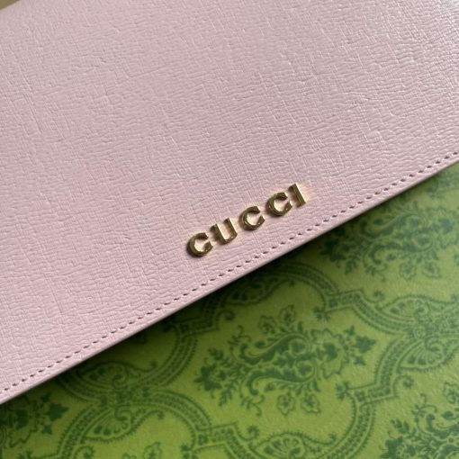 Gucci Chain Wallet With Gucci Script Light Pink - Image 6