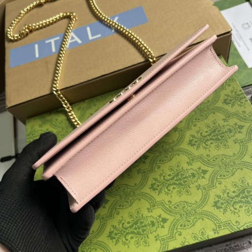 Gucci Chain Wallet With Gucci Script Light Pink - Image 7