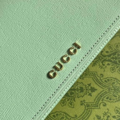 Gucci Chain Wallet With Gucci Script Pale Green - Image 4