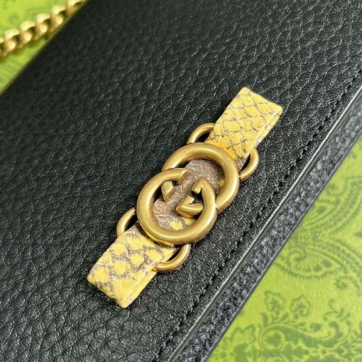 Gucci Chain Wallet With Interlocking G Python Bow Black - Image 5