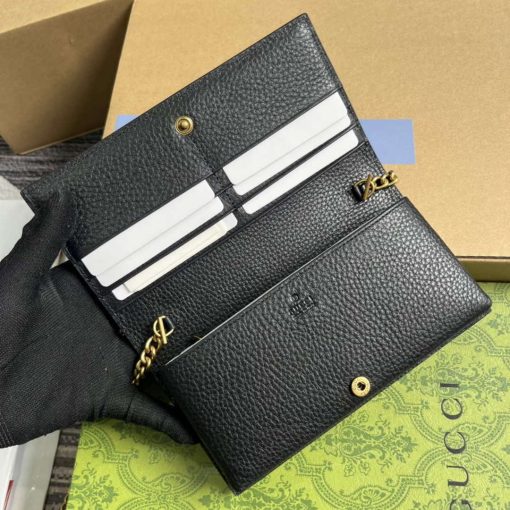 Gucci Chain Wallet With Interlocking G Python Bow Black - Image 6