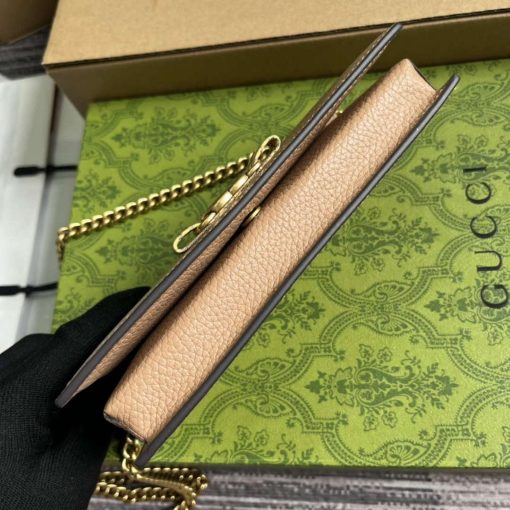 Gucci Chain Wallet With Interlocking G Python Bow Rose Beige - Image 4