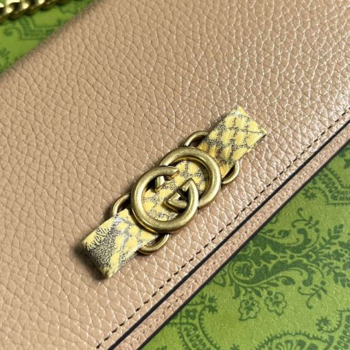 Gucci Chain Wallet With Interlocking G Python Bow Rose Beige - Image 5