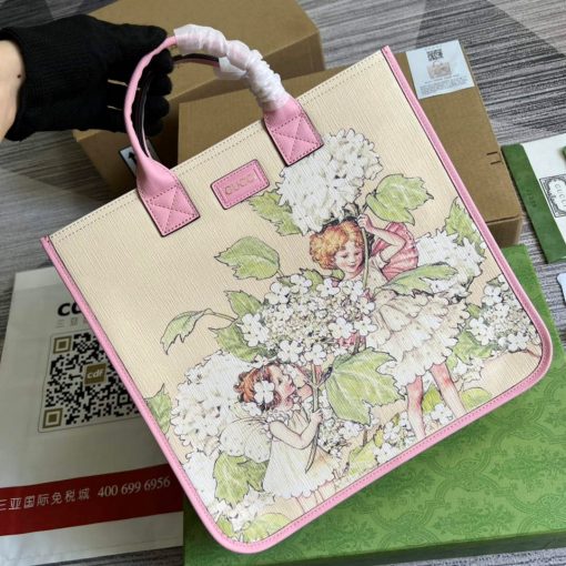 Gucci Children’s Fairy Print Large Tote Bag Pink - Image 4