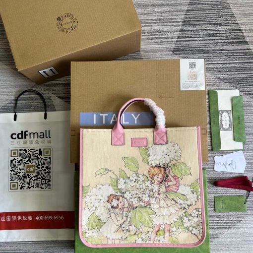 Gucci Children’s Fairy Print Large Tote Bag Pink