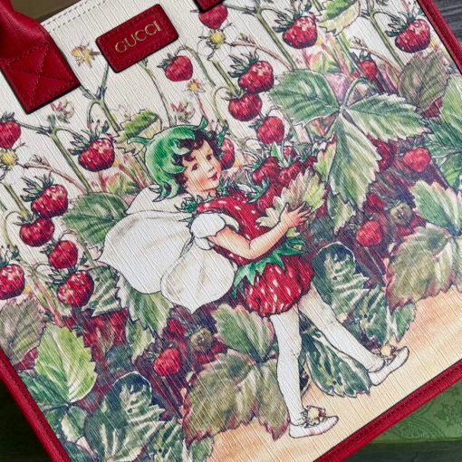 Gucci Children’s Fairy Print Large Tote Bag Red - Image 5