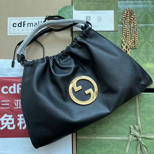 Gucci Deco Medium Tote Bag GG In Black Leather