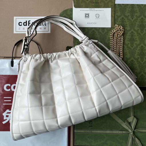 Gucci Deco Medium Tote Bag In White Leather - Image 2