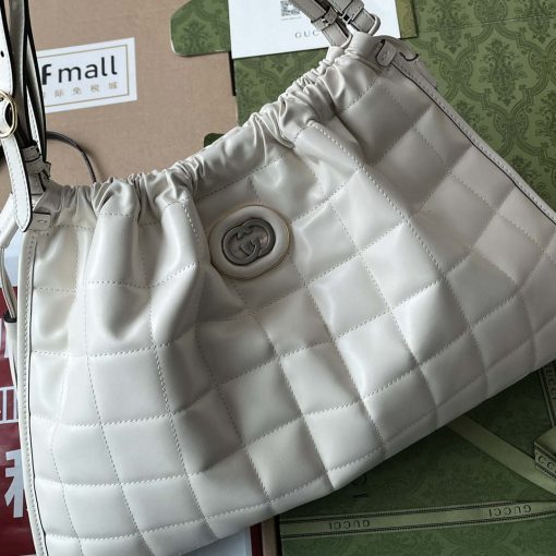 Gucci Deco Medium Tote Bag In White Leather - Image 7