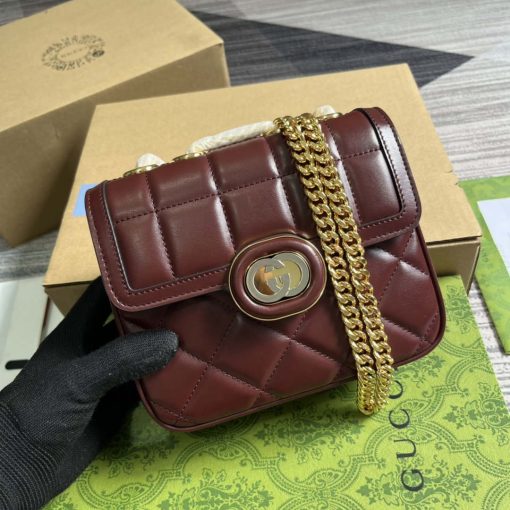 Gucci Deco Mini Shoulder Bag Wine Red - Image 4