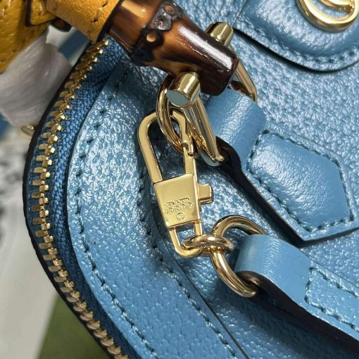 Gucci Diana Mini Tote Bag Blue Leather - Image 5