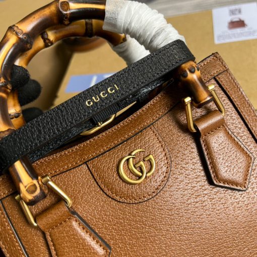 Gucci Diana Mini Tote Bag Brown Leather - Image 5