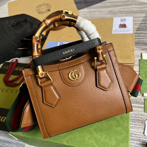 Gucci Diana Mini Tote Bag Brown Leather