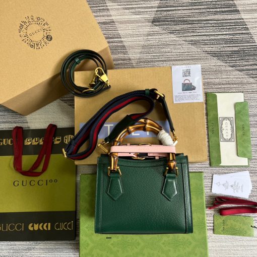 Gucci Diana Mini Tote Bag Green Leather - Image 2