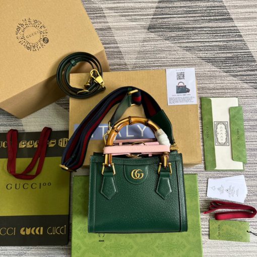 Gucci Diana Mini Tote Bag Green Leather - Image 4