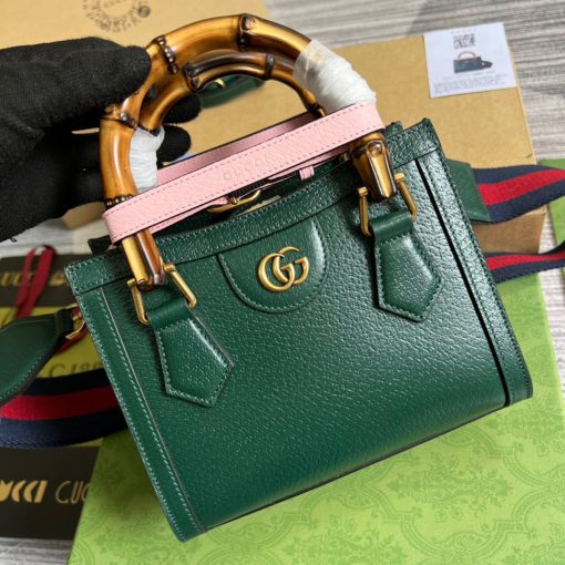 Gucci Diana Mini Tote Bag Green Leather