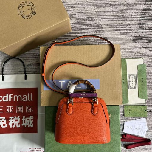 Gucci Diana Mini Tote Bag Orange Leather - Image 2