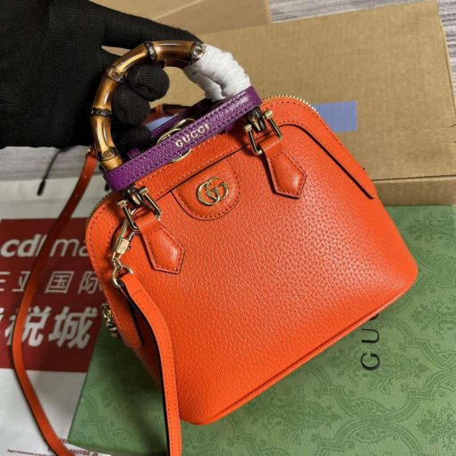 Gucci Diana Mini Tote Bag Orange Leather - Image 4