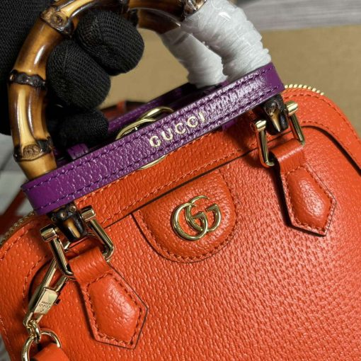 Gucci Diana Mini Tote Bag Orange Leather - Image 5