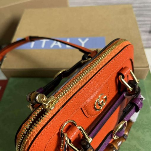 Gucci Diana Mini Tote Bag Orange Leather - Image 6