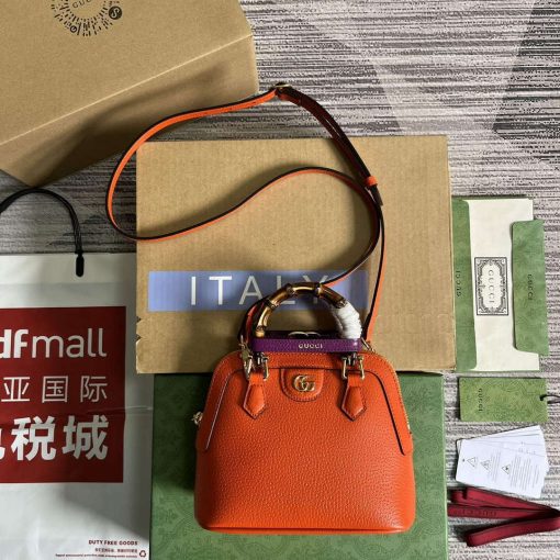 Gucci Diana Mini Tote Bag Orange Leather