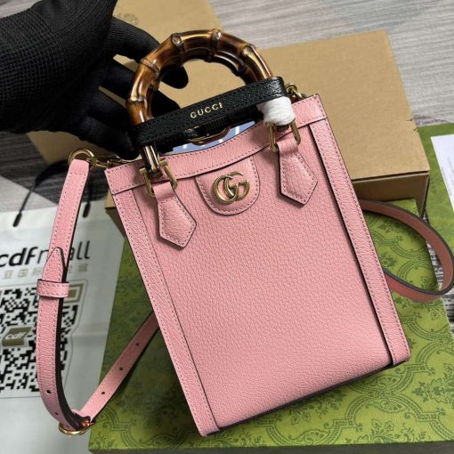 Gucci Diana Mini Tote Bag Pink Leather - Image 4