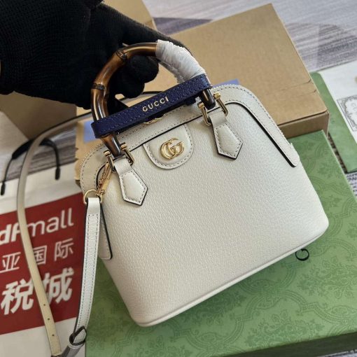 Gucci Diana Mini Tote Bag White Leather