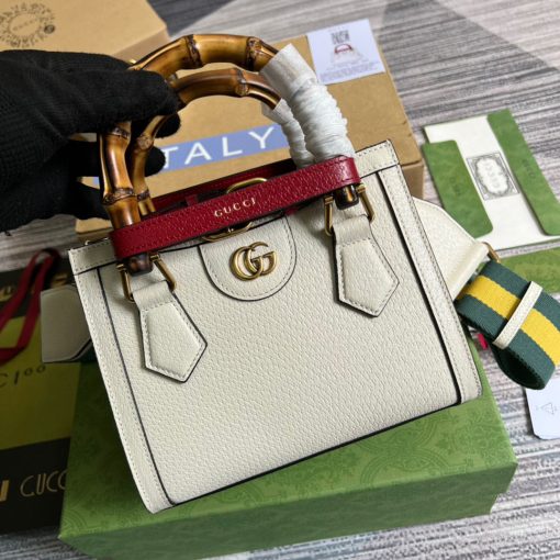 Gucci Diana Mini Tote Bag White Leather