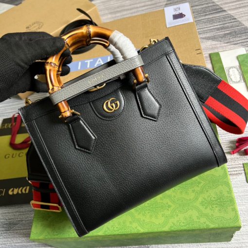 Gucci Diana Small Tote Bag Black Leather