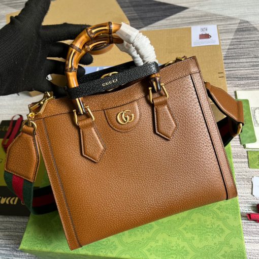 Gucci Diana Small Tote Bag Brown Leather