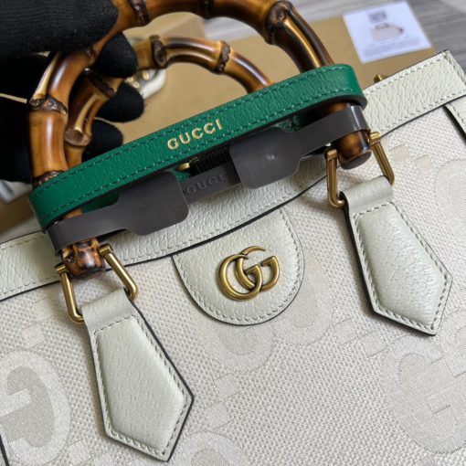 Gucci Diana Small Tote Bag GG White Leather - Image 5