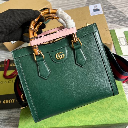 Gucci Diana Small Tote Bag Green Leather