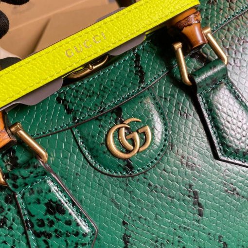 Gucci Diana Small Tote Bag Snake Top Handle Bag Green - Image 6