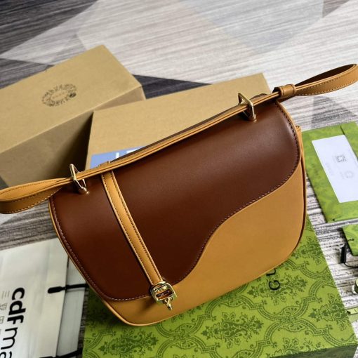 Gucci Equestrian Inspired Shoulder Bag Cuir And Brown - Image 4