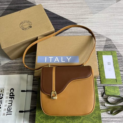 Gucci Equestrian Inspired Shoulder Bag Cuir And Brown