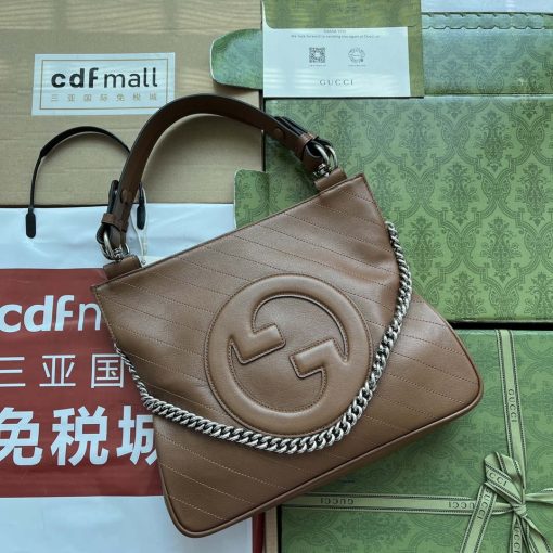 Gucci GG Blondie Small Tote Bag In Brown Leather