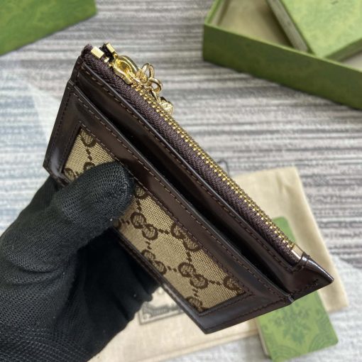 Gucci GG Card Case Wallet Brown Leather - Image 6