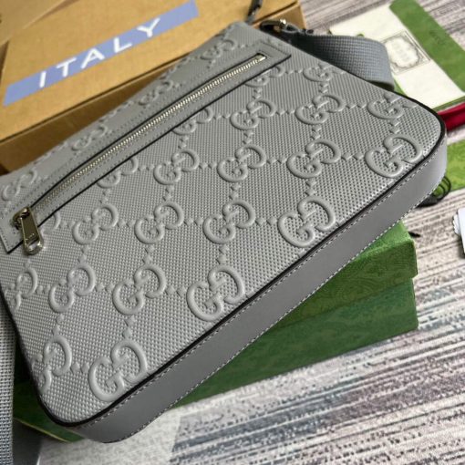 Gucci GG Embossed Small Messenger Bag Grey - Image 5