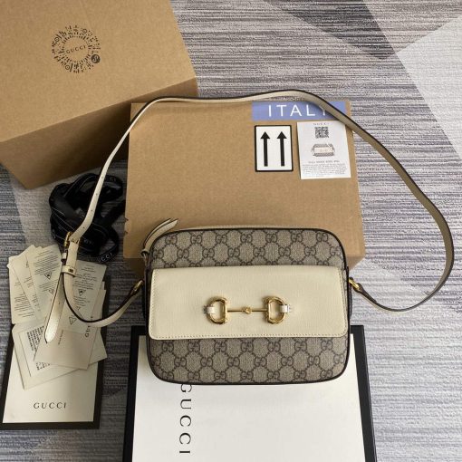 Gucci GG Horsebit 1955 Small Shoulder Bag Beige