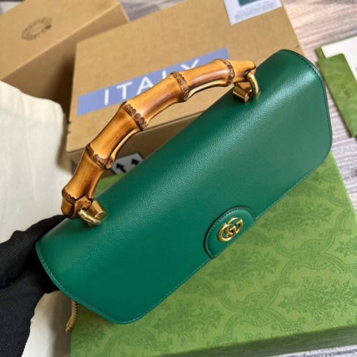 Gucci GG Large Top Handle Bag With Bamboo Green - Image 4