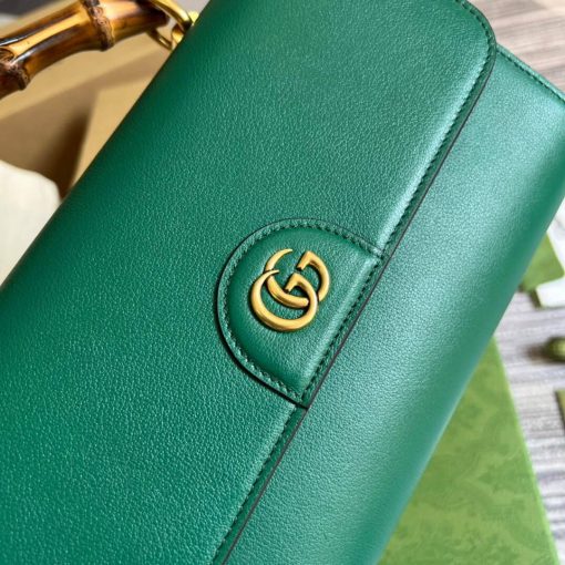 Gucci GG Large Top Handle Bag With Bamboo Green - Image 6