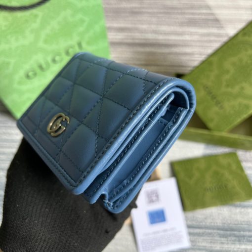 Gucci GG Marmont Card Case Wallet In Blue - Image 5