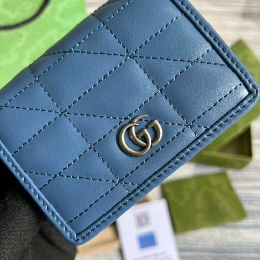 Gucci GG Marmont Card Case Wallet In Blue - Image 6