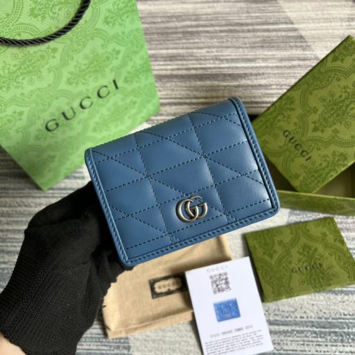 Gucci GG Marmont Card Case Wallet In Blue