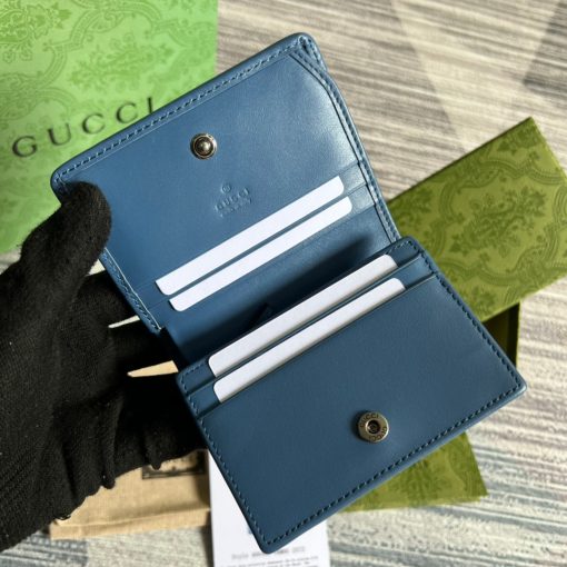 Gucci GG Marmont Card Case Wallet In Blue - Image 7