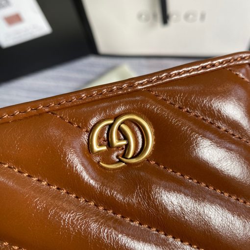 Gucci GG Marmont Card Case Wallet In Brown - Image 5