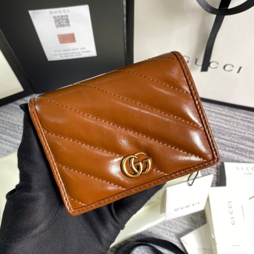 Gucci GG Marmont Card Case Wallet In Brown